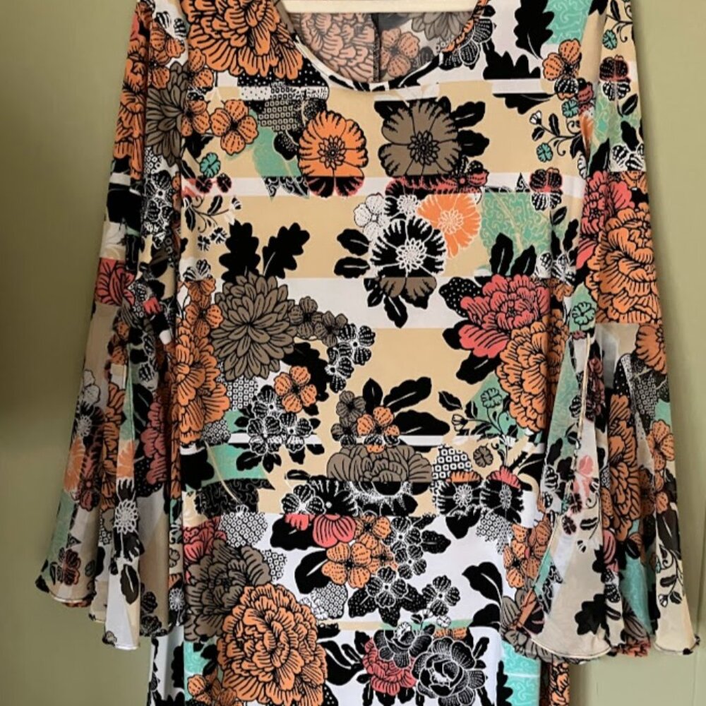 MSK XL Orange and brown floral Dress